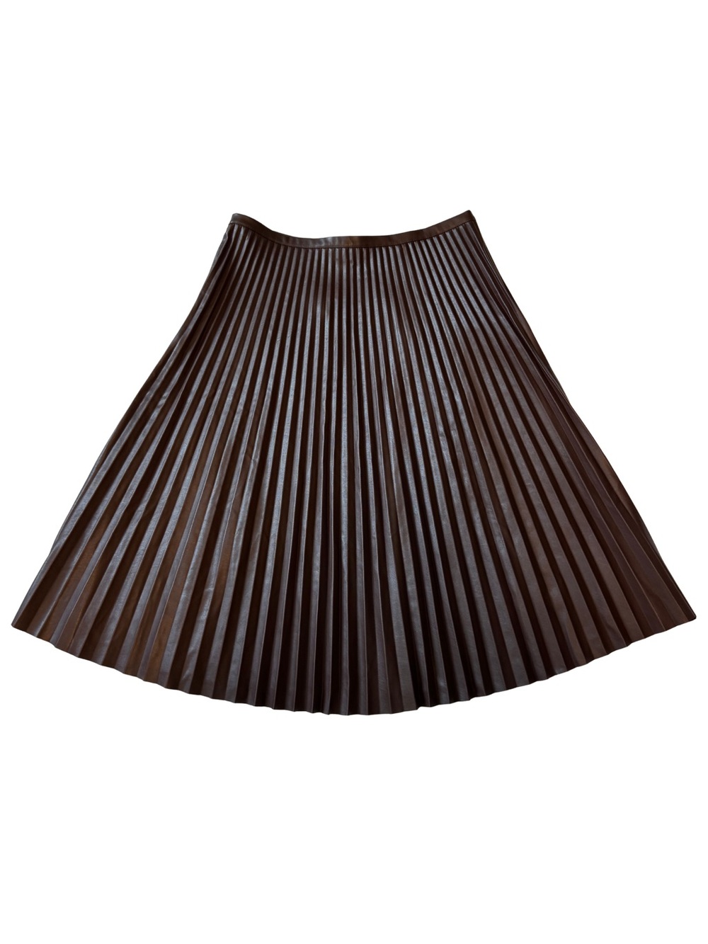 Bannana Republic Pleated Faux Leather A-Line Skirt - Dark Brown